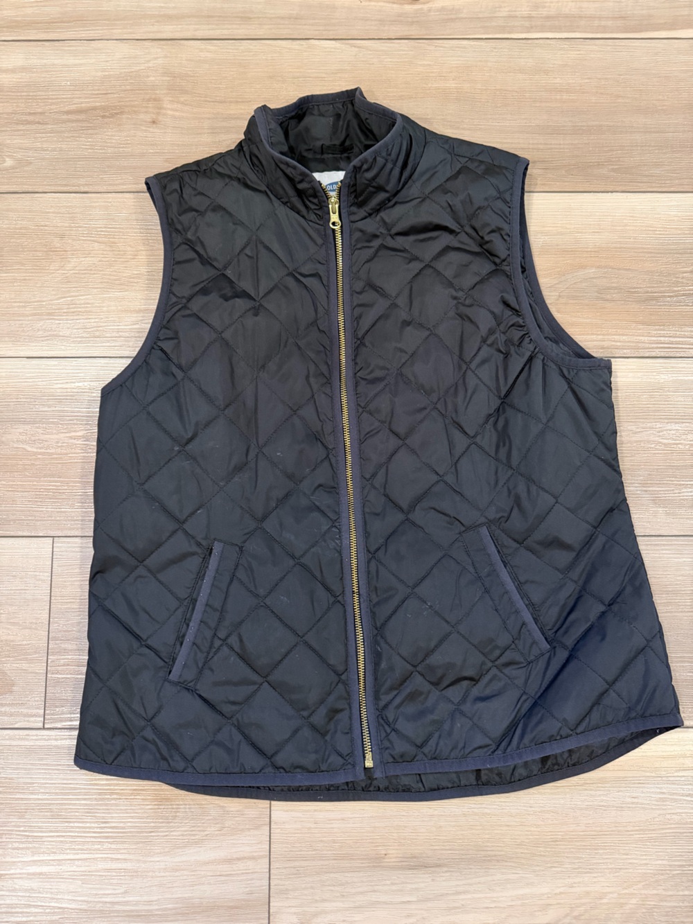 Old Navy Quilted Black Vest with Gold Zipper